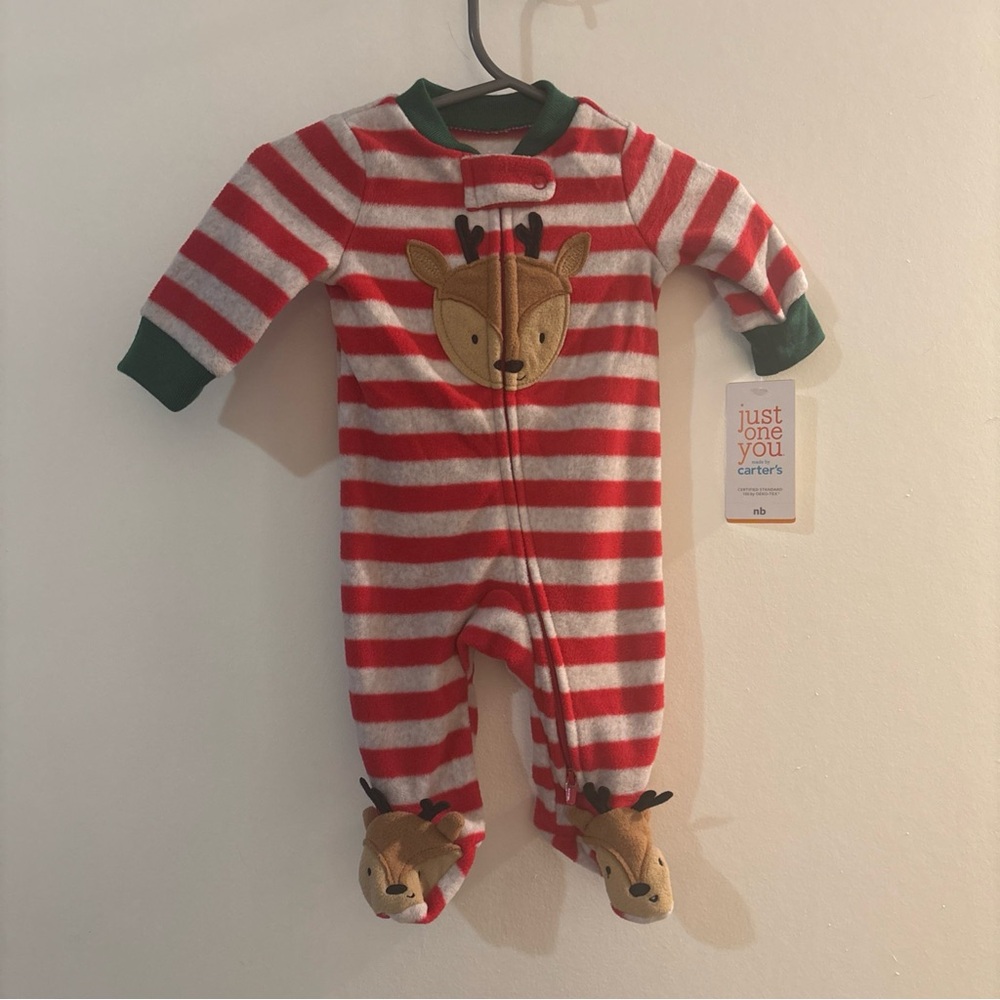 Carter's Festive Red and White Reindeer Footie